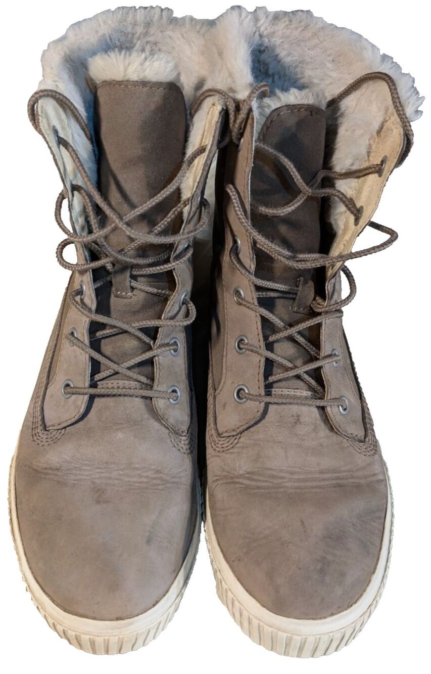 Timberland Women's Skyla Bay 6" Taupe Fleece Fold Down Boots A2M2G